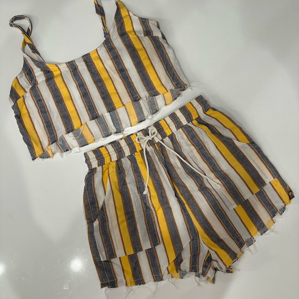 Phoebe Sky Striped Shorts Set